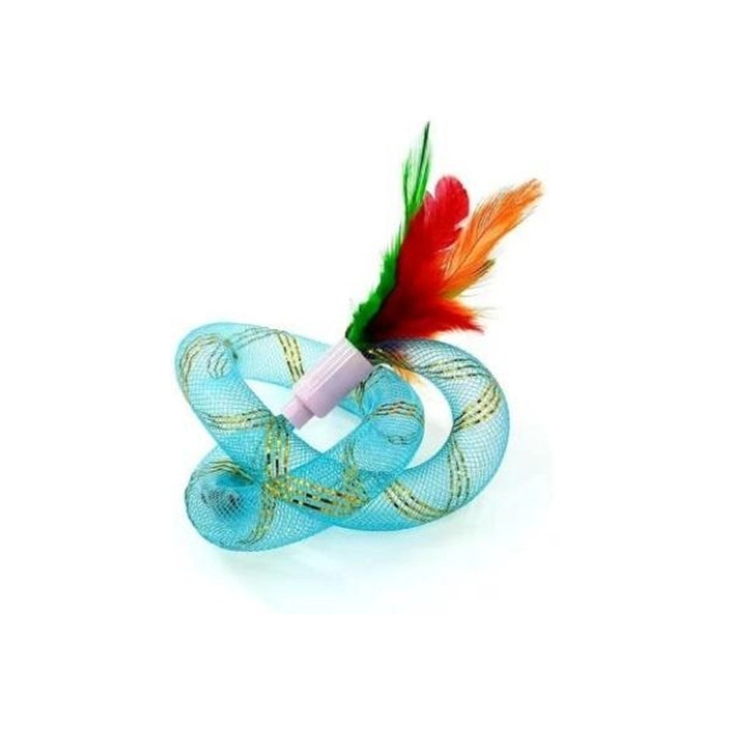 Іграшка для котів Hippie Pet З пір'ям синя 19 см (HIPCT22022M)