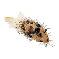 Cat toy Hippie Pet Mouse with spots and feathers brown 7.5 cm (HIPCT2304065RU)