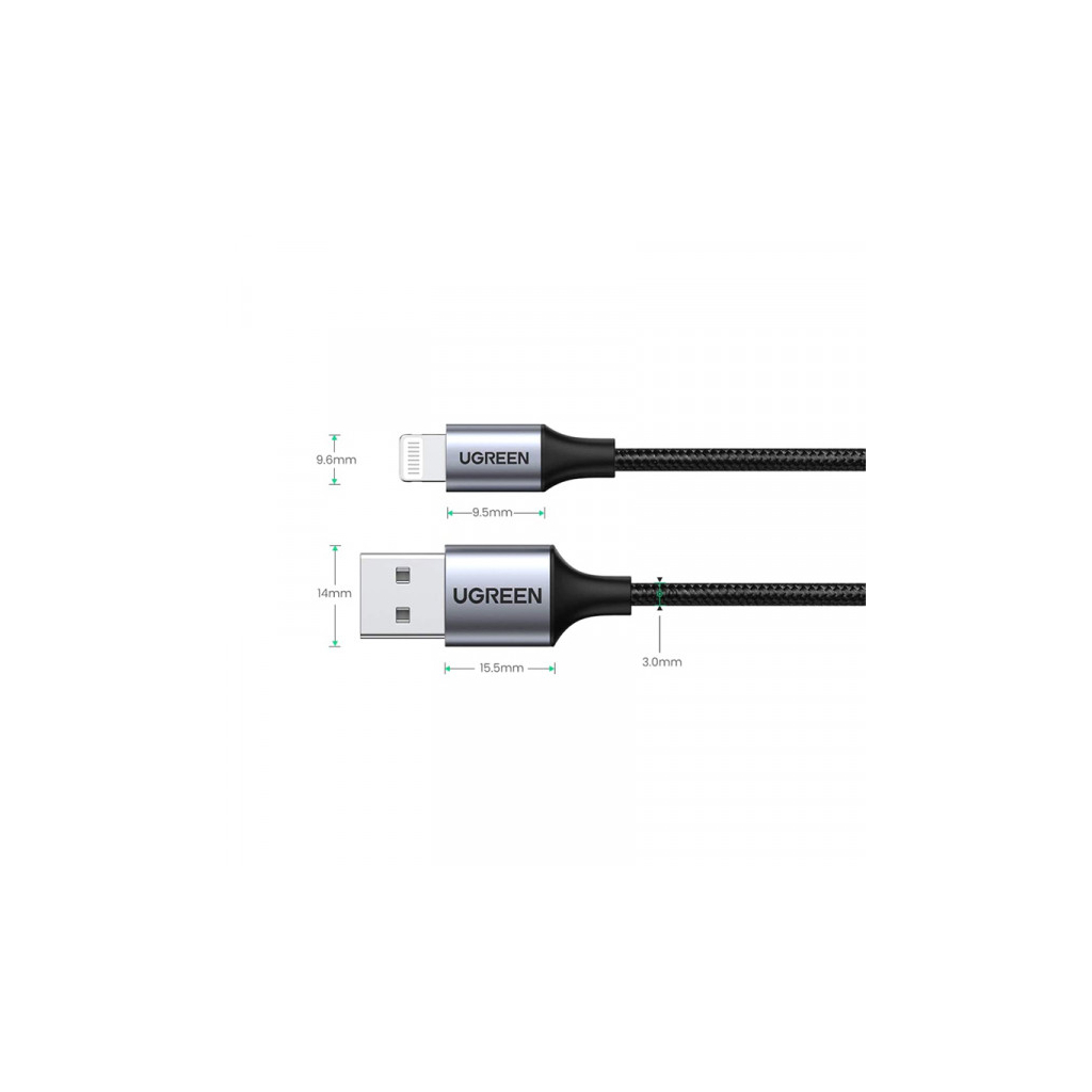 Дата кабель USB 2.0 AM to Lightning 1.0m 2.4A US199 black UGREEN (60156) Дата кабель USB 2.0 AM to Lightning 1.0m 2.4A US199 black UGREEN (60156)