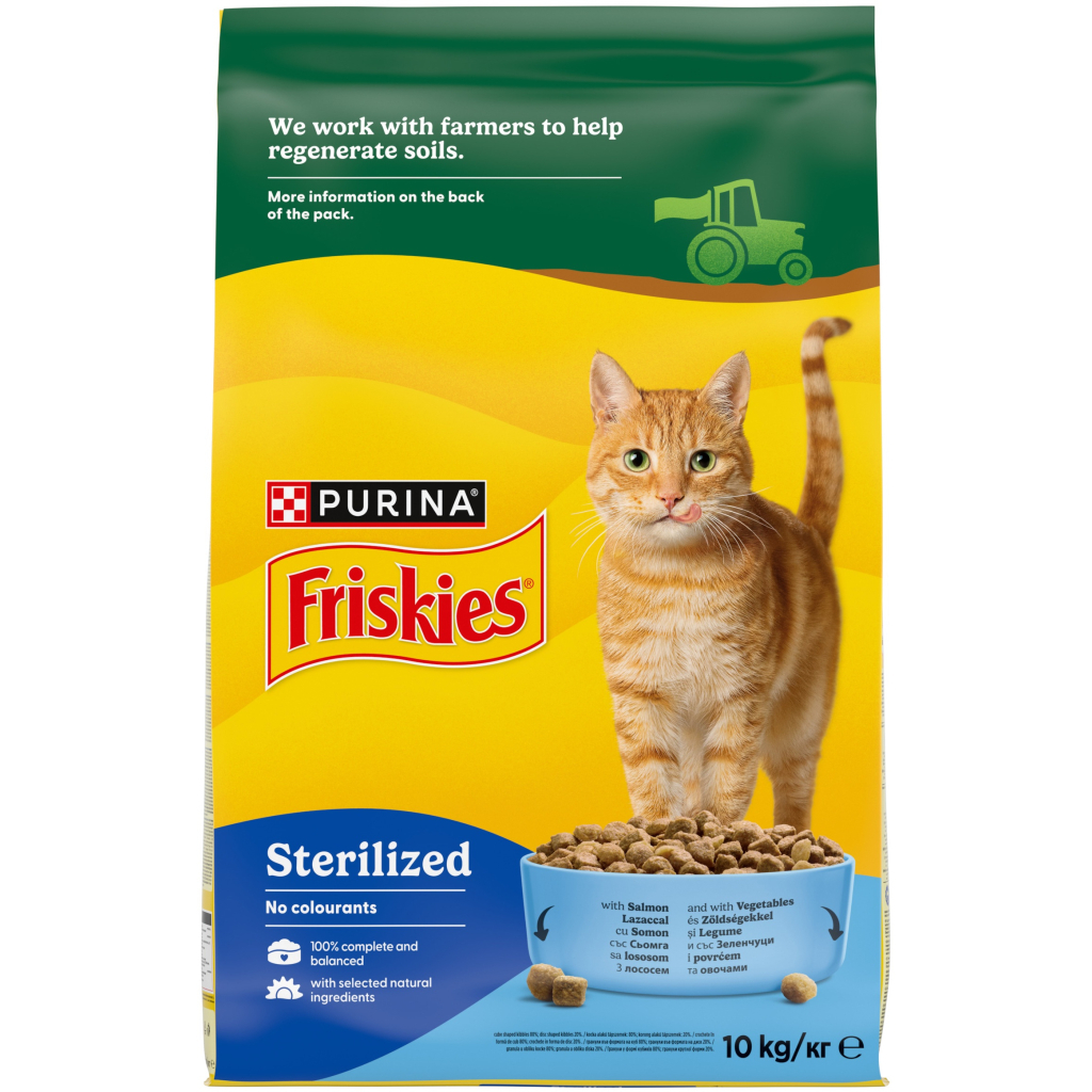 Сухий корм для кішок Purina Friskies Sterilized з лососем та овочами 10 кг (8445291762763)