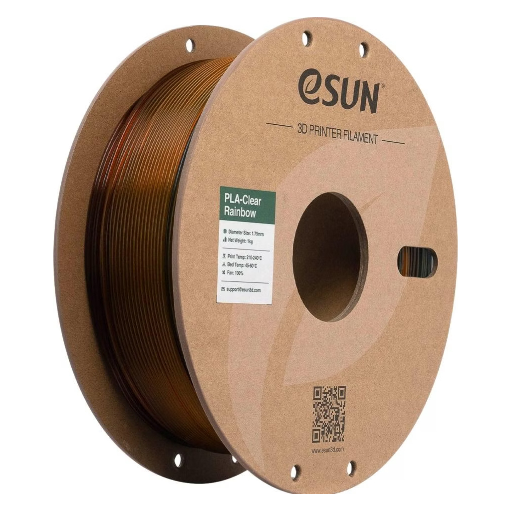 Пластик для 3D-принтера eSUN PLA Clear Rainbow 1,75mm 1kg Transl ORA GRY BLUE (PLA-CLRB175T-OH1P1)