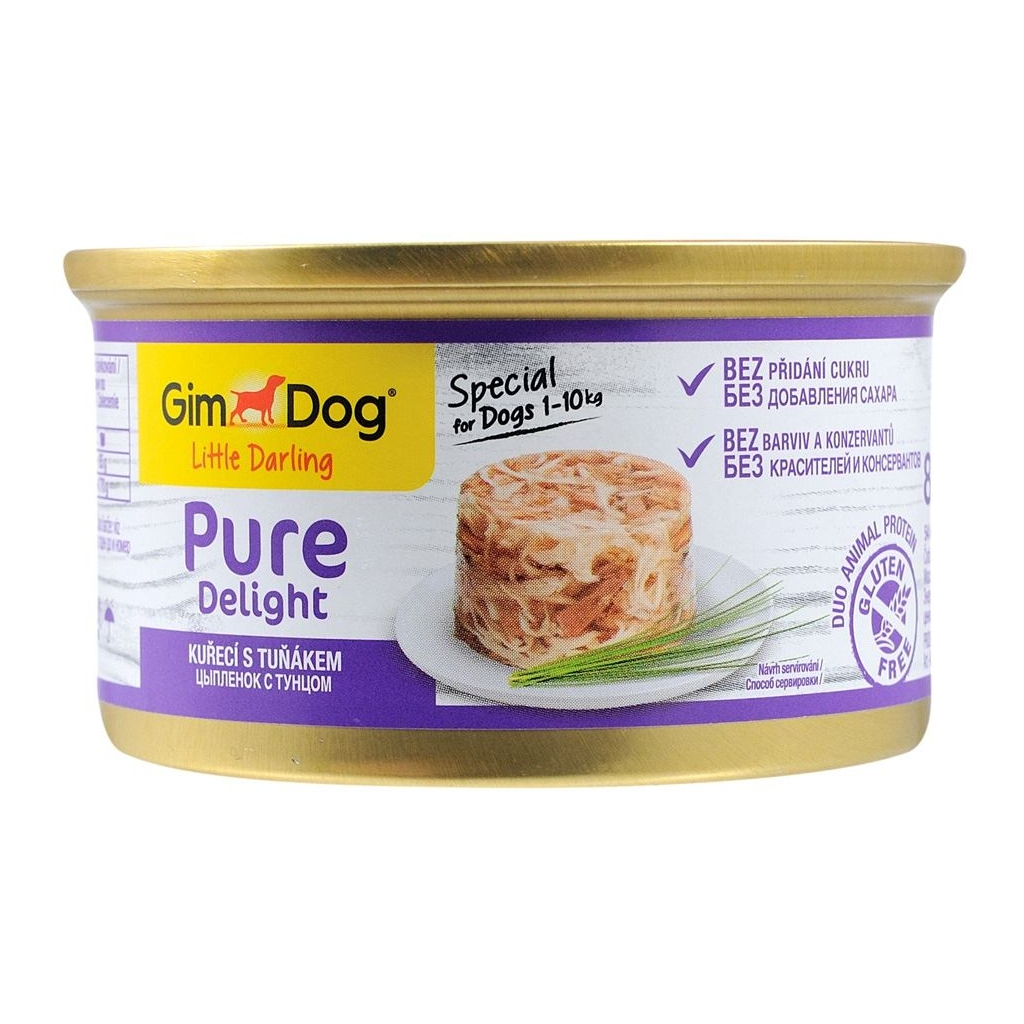 Консерви для собак GimDog Pure Delight для мініатюрних порід з куркою та тунцем 85 г (4002064513164) Консерви для собак GimDog Pure Delight для мініатюрних порід з куркою та тунцем 85 г (4002064513164)