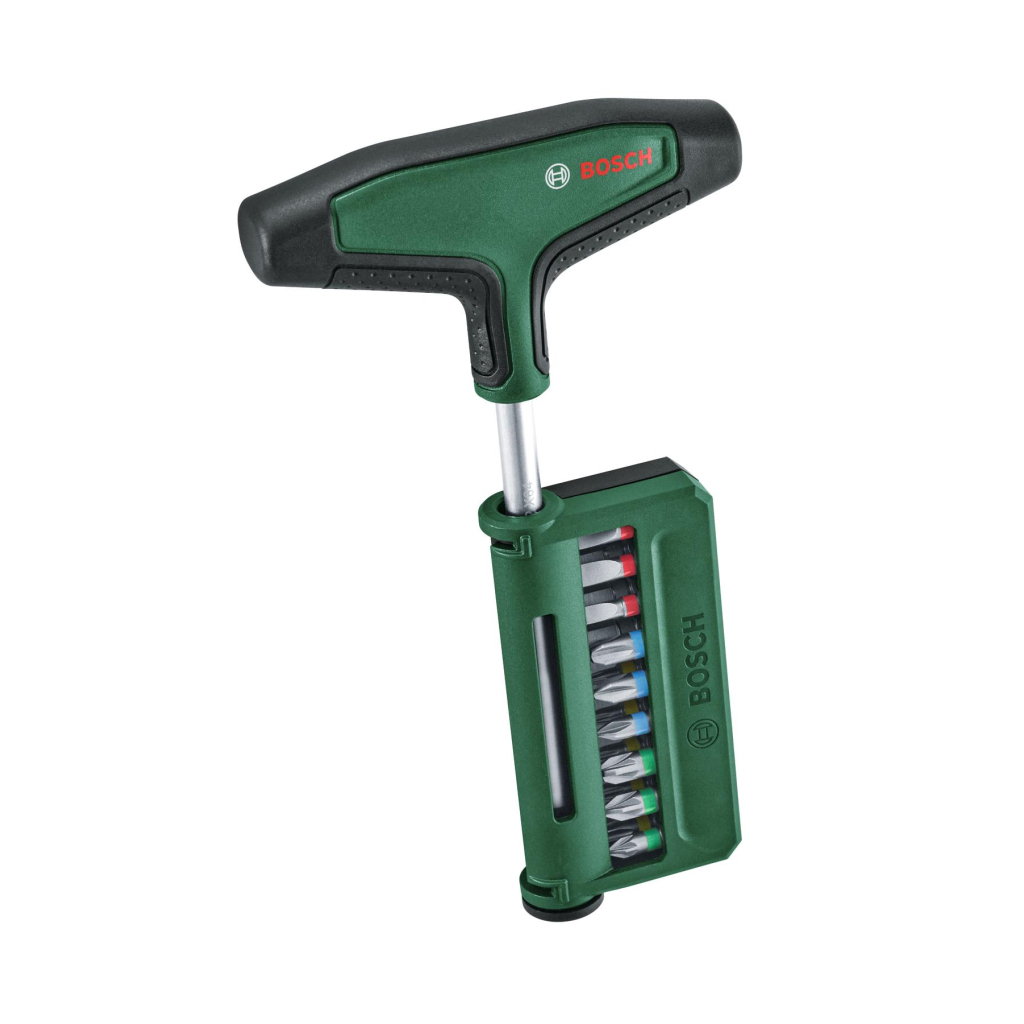Викрутка Bosch для біт, Т-подібне руків'я, 19 насадок, 100mm, сталь CrV (1.600.A03.9J3) Викрутка Bosch для біт, Т-подібне руків'я, 19 насадок, 100mm, сталь CrV (1.600.A03.9J3)