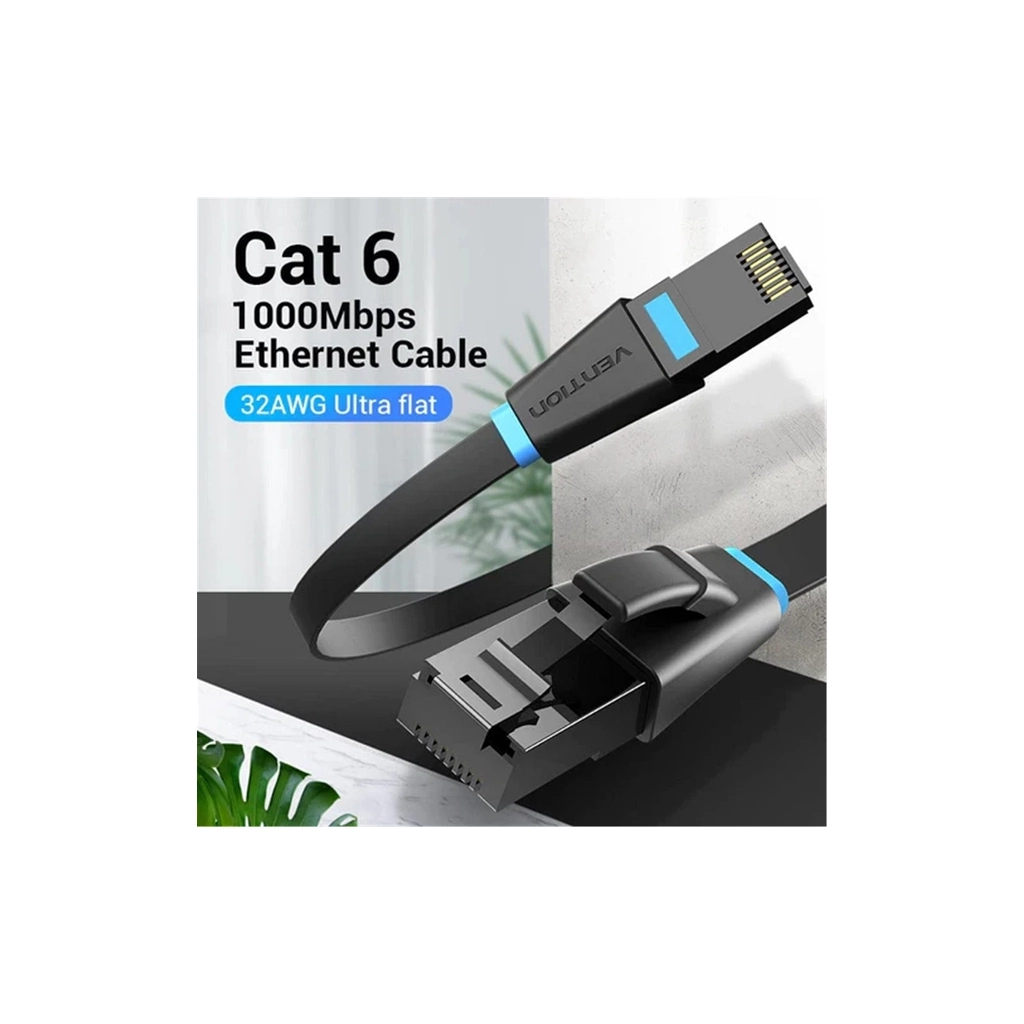 Патч-корд 10м, UTP cat 6 RJ-45 flat black Vention (IBJBL) Патч-корд 10м, UTP cat 6 RJ-45 flat black Vention (IBJBL)