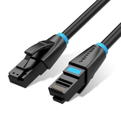 Патч-корд 10m UTP cat 6 RJ-45 flat black Vention (IBJBL)