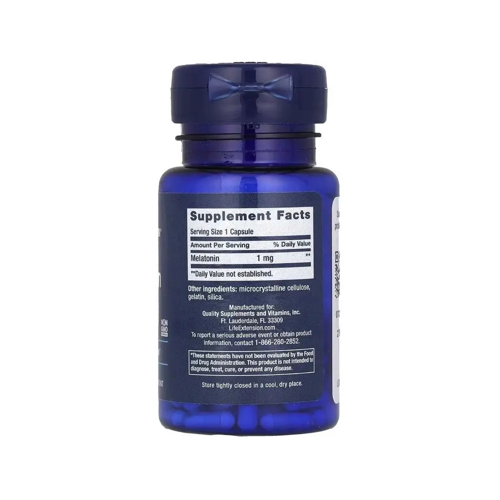 Вітамінно-мінеральний комплекс Life Extension Мелатонін, 1 мг, Melatonin, 60 капсул (LEX-32906)