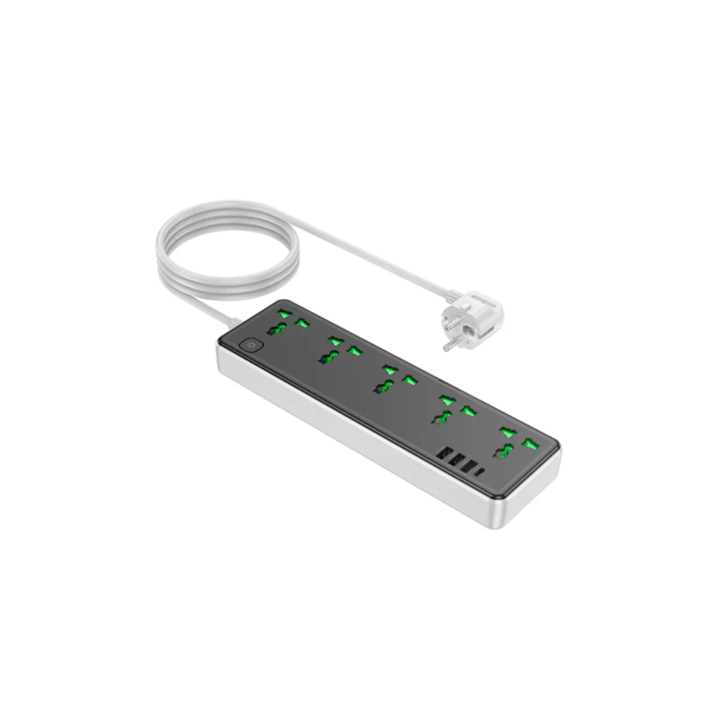 Мережевий фільтр живлення HOCO AC13A 5 роз, USB, USB-C, 17W, 1,5м, Black (HOCO AC13A/B)