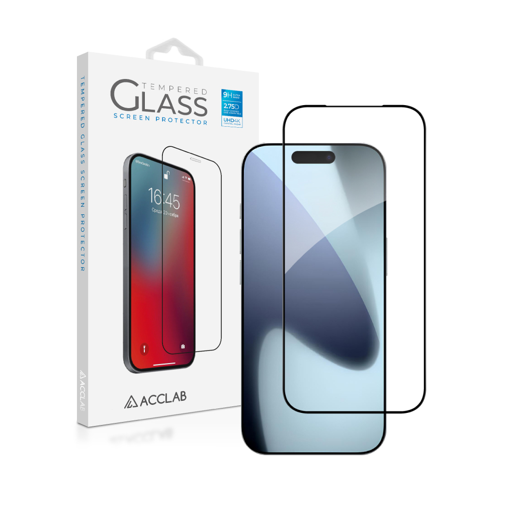 Скло захисне ACCLAB Full Glue ESD Apple iPhone 17 Pro Black (1283126625923)
