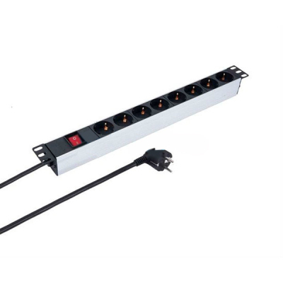 Силовий блок Kingda 19" 1U 8xSchuko, вимикач, кабель 2м (KD-PDU-GM-1U-P8)