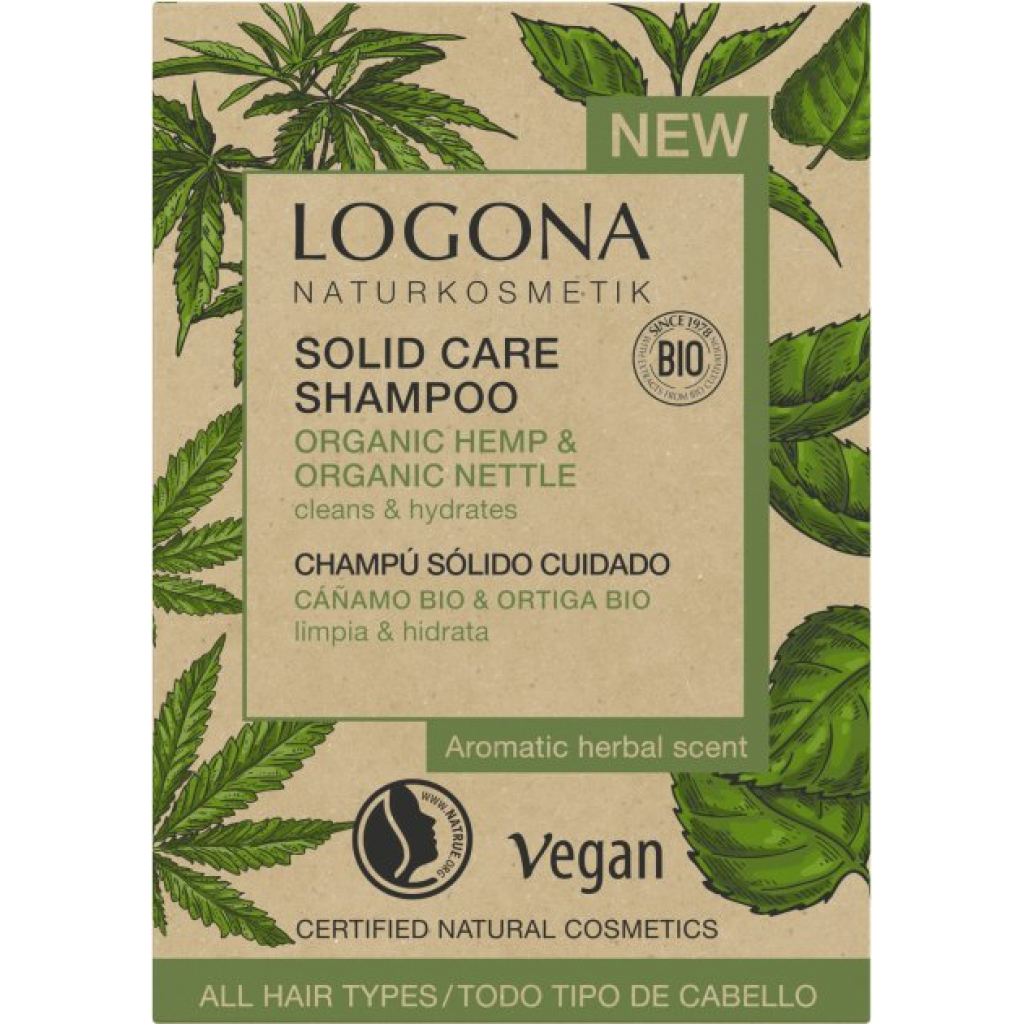Твердий шампунь Logona Конопля і Кропива для сухого волосся 60 г (4017645043978)