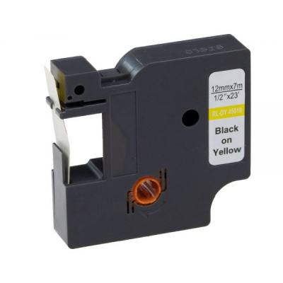Label printer tape UKRMARK RL-D-45018P-BK/YE, analog DYMO S0720580, 12mm x 7m. (CD45018P)