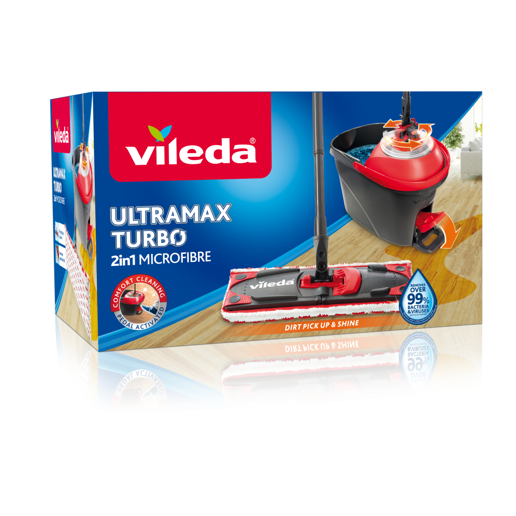 Комплект для прибирання Vileda Ultramax Turbo Швабра та відро з віджимом (4023103206236)