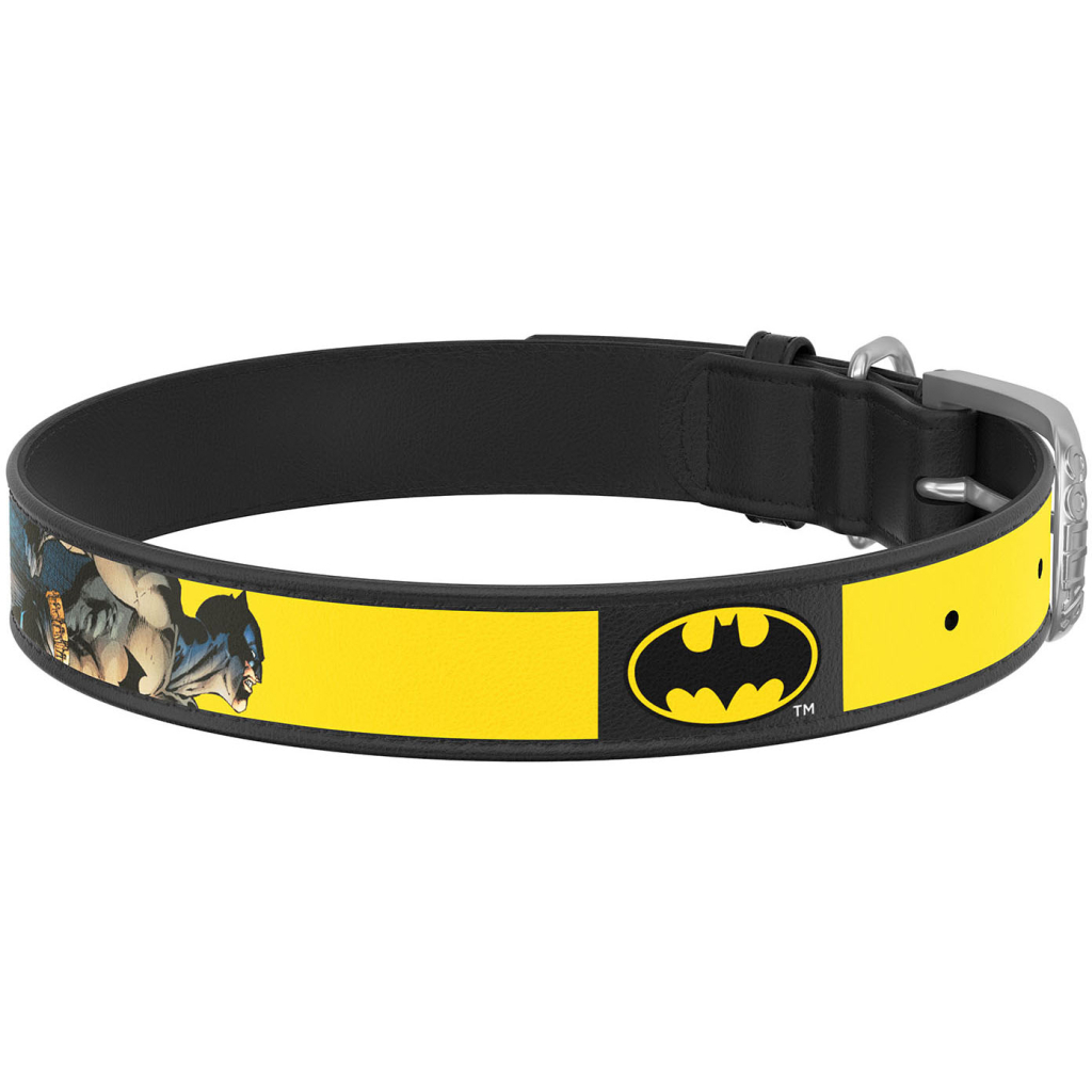 Нашийник для тварин WAUDOG Design з QR паспортом "Бетмен 2" S Ш 15 мм Д 27-36 см(чорний) (0015-1004-01)