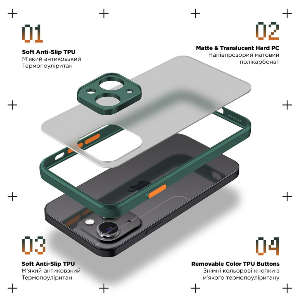 Чохол до мобільного телефона Armorstandart Frosted Matte Xiaomi Redmi Note 13 Pro 4G Dark Green (ARM73143) Чохол до мобільного телефона Armorstandart Frosted Matte Xiaomi Redmi Note 13 Pro 4G Dark Green (ARM73143)