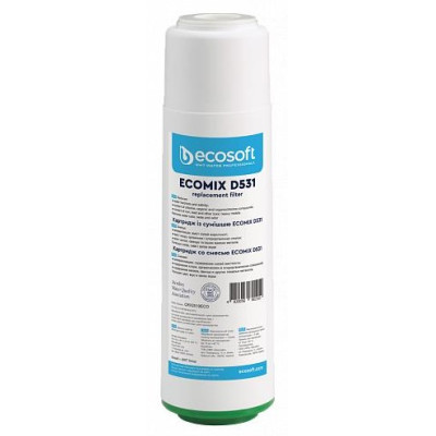 Картридж для фільтра глечика Ecosoft Картридж з сумішшю EcomixD531 Ecosoft 2.5х10", видаляє жорсткість, (CRV2510ECO)