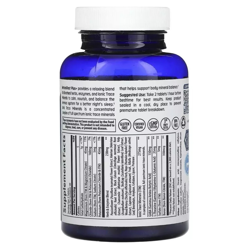 Вітамінно-мінеральний комплекс Trace Minerals Спокійний сон та відновлення, NaturalRest Plus+, 60 таблеток (TMR-00261)