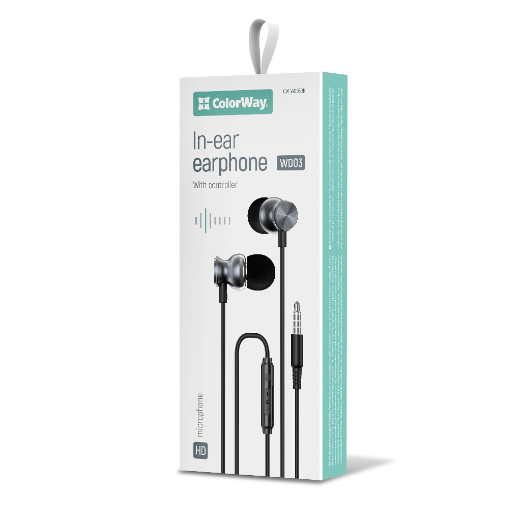 Навушники ColorWay 3.5 mm Wired Earphone UrbanBeat Black (CW-WD03BK) Навушники ColorWay 3.5 mm Wired Earphone UrbanBeat Black (CW-WD03BK)