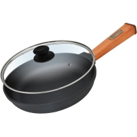 Brizoll Optima cast iron frying pan with handle and glass cover 220x40 mm (O2240-P-C)