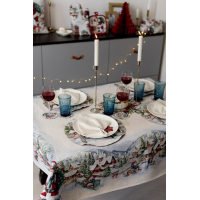 Provence tapestry tablecloth with velor Snow winter 135x140 cm (037468)