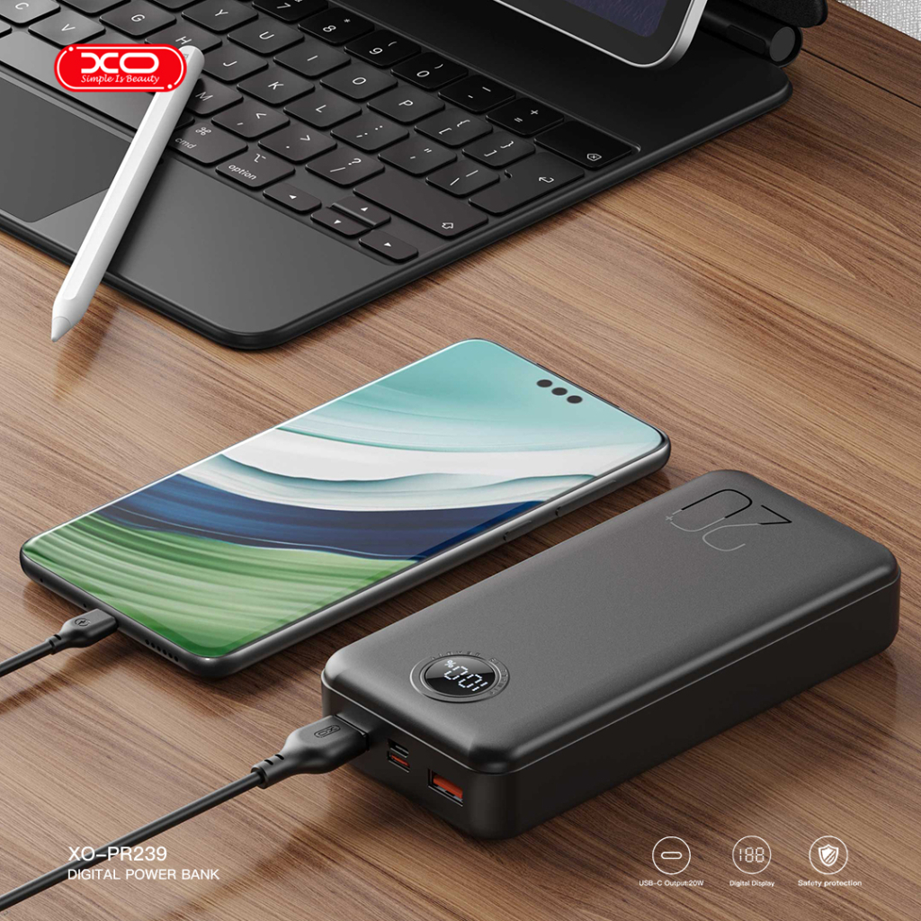 Повербанк XO 20000mAh, PD/20W, QC/22.5W, black (PR239_Black)