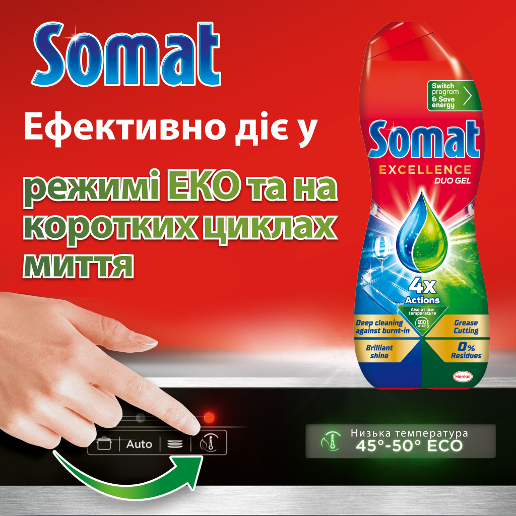 Гель для миття посуду в посудомийці Somat Exellence Duo Gel Антижир 684 мл + 684 мл (9000101819199)