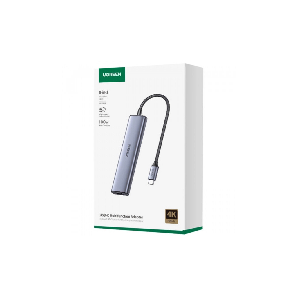 Порт-реплікатор UGREEN CM478 USB Type-C HDMI, USB/3.0, Type-C for charging PD/100W (15495)