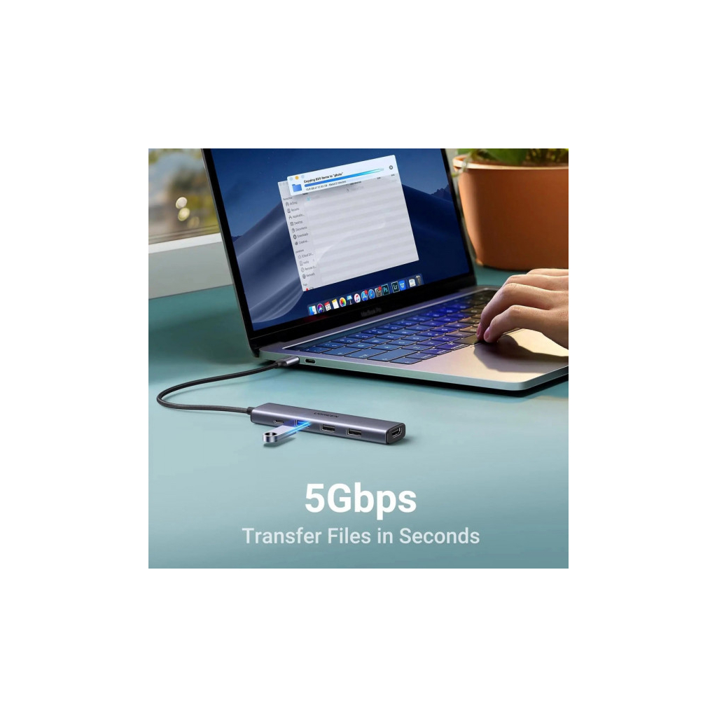 Порт-реплікатор UGREEN CM478 USB Type-C HDMI, USB/3.0, Type-C for charging PD/100W (15495)