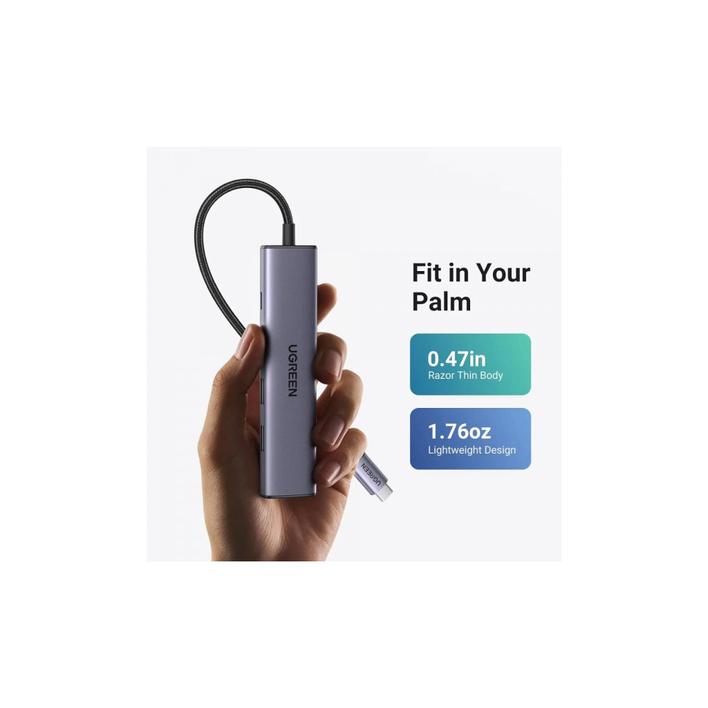 Порт-реплікатор UGREEN CM478 USB Type-C HDMI, USB/3.0, Type-C for charging PD/100W (15495)