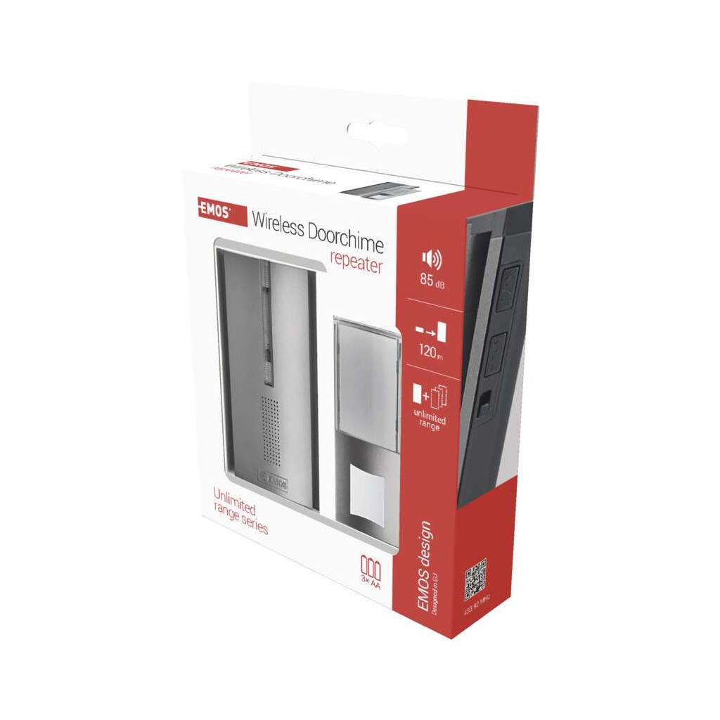 Дверний дзвінок бездротовий P5763 3x AA (120м) з функцією ретрансляції EMOS (P5763)