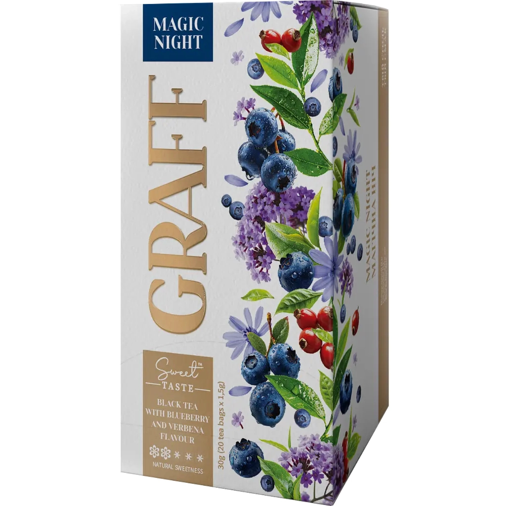 Чай Graff Magic night з ароматом чорниці та вербени 20x1.5 г (4820279612508)