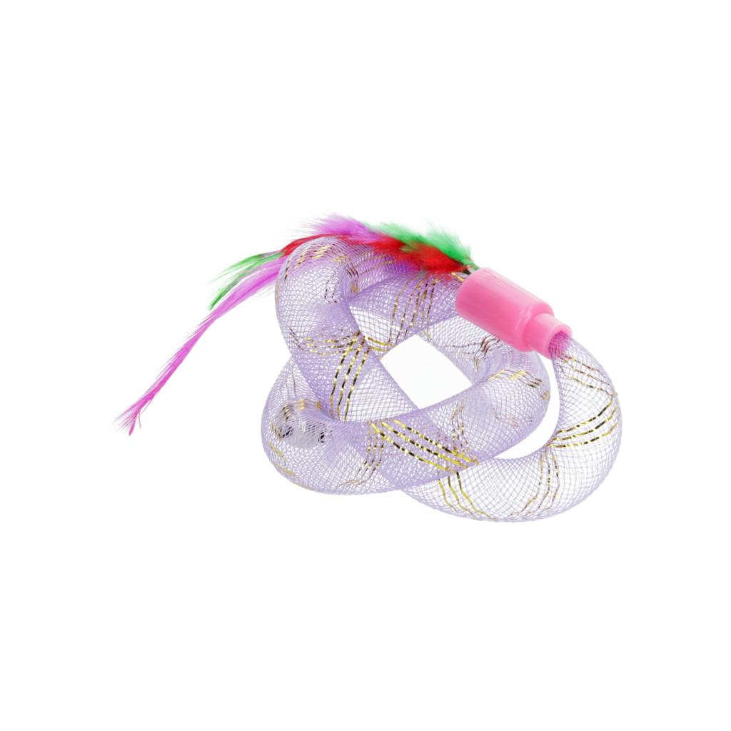 Іграшка для котів Hippie Pet З пір'ям фіолетова 19 см (HIPCT22022V)