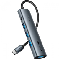 Концентратор Vention USB-C to 4xUSB 3.0 + 1xUSB-C black (TGZHB)
