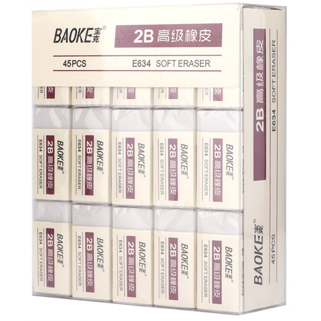 Гумка Baoke прямокутна 39 х 20 х 11 мм, TPR білий 2B, 45 шт (E634) Гумка Baoke прямокутна 39 х 20 х 11 мм, TPR білий 2B, 45 шт (E634)