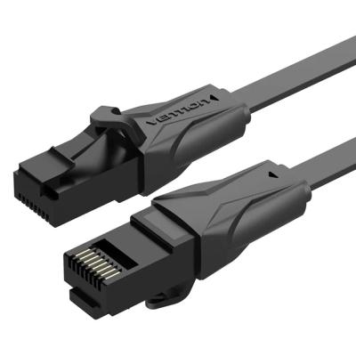 Патч-корд 3m UTP cat 6 RJ-45 flat black Vention (IBABI)