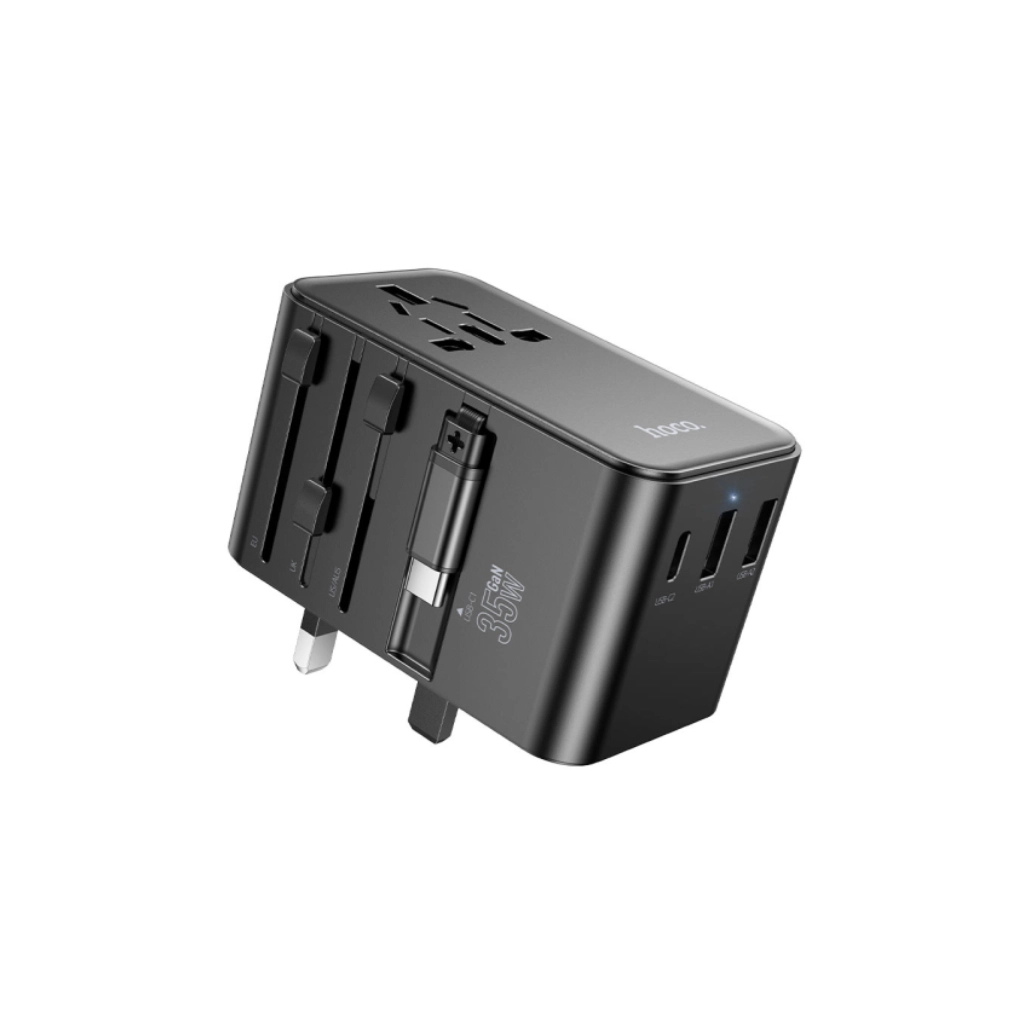 Мережевий фільтр живлення HOCO AC18A 1 роз, 2 USB, USB-C, 35W, 1,5м, Black (AC18AB)