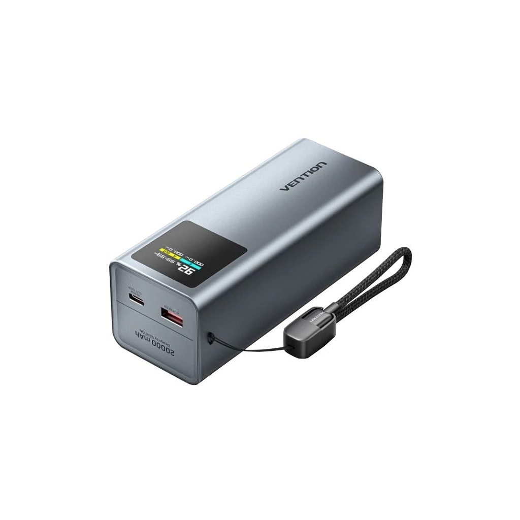 Батарея універсальна Vention 20000mAh 100W PD, QC/3.0, with Built-in USB-C Cable, LED Display, Black (FKCH0 / 911403)