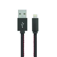 Дата кабель USB 2.0 AM to Lightning 1.0m Leather Edition Black Gelius (40404)
