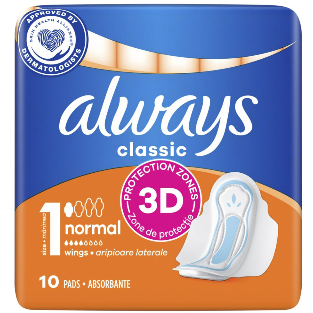 Гігієнічні прокладки Always Classic Normal Розмір 1 10 шт. (4015400259275)