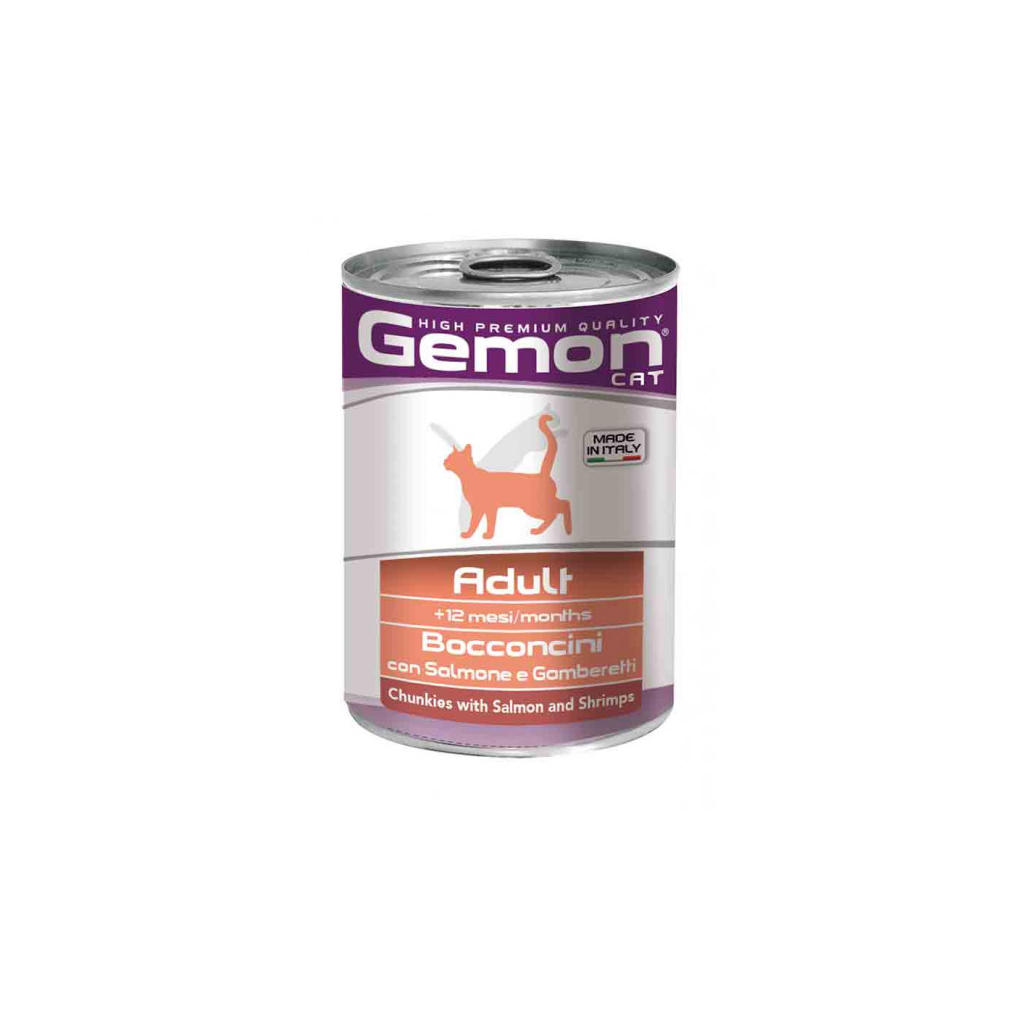 Консерви для котів Gemon Cat Wet Adult лосось з креветками 415 г (8009470300735)