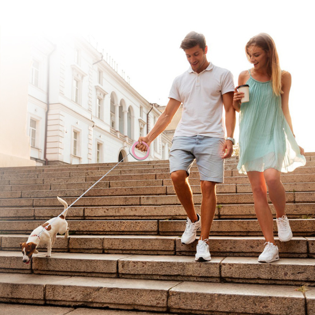 Повідець для собак WAUDOG R-leash світловідбиваюча стрічка XS-M до 40 кг 2.9 м рожевий (81277)