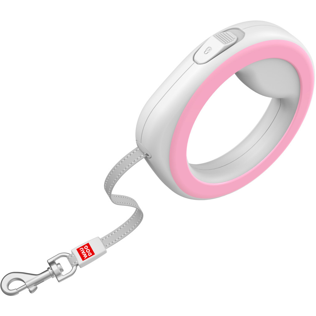 Повідець для собак WAUDOG R-leash світловідбиваюча стрічка XS-M до 40 кг 2.9 м рожевий (81277)