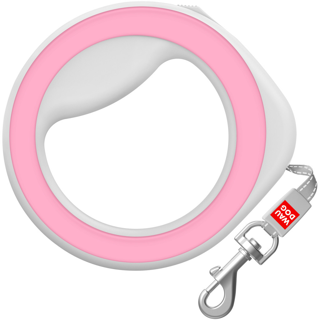 Повідець для собак WAUDOG R-leash світловідбиваюча стрічка XS-M до 40 кг 2.9 м рожевий (81277)