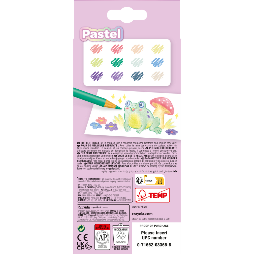 Олівці кольорові Crayola пастельні 12 шт (68-3366) Олівці кольорові Crayola пастельні 12 шт (68-3366)