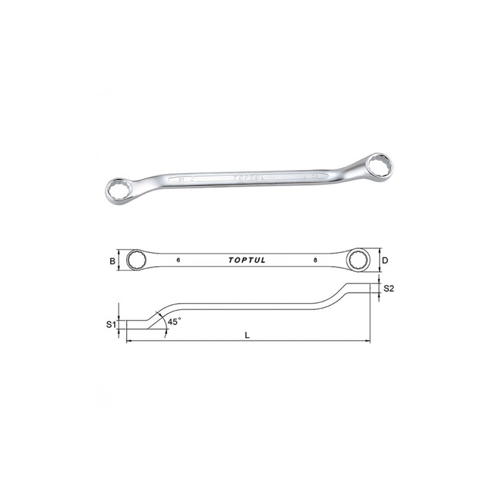 Ключ Toptul накидний 8х10 мм (кут 45 °) (AAEH0810)