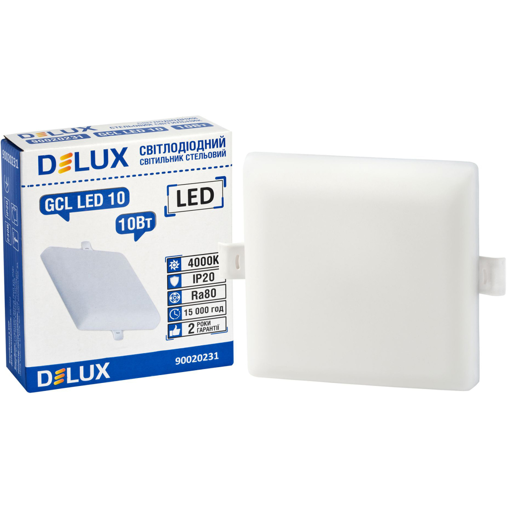 Світильник Delux GCL LED 10 4000К 10Вт 230В SQUARE (90020231) Світильник Delux GCL LED 10 4000К 10Вт 230В SQUARE (90020231)