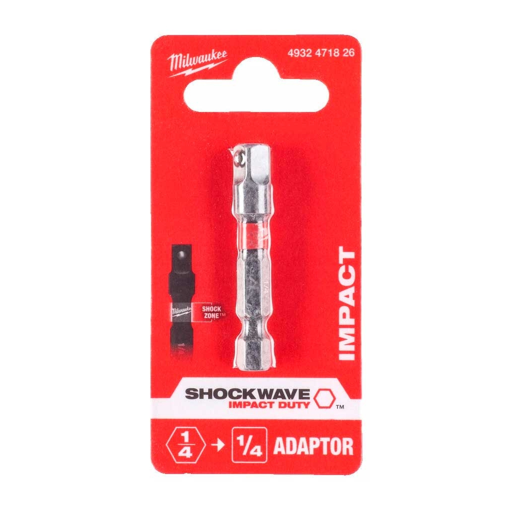 Адаптер для інструменту Milwaukee ShW з 1/4"HEX на 1/4" квадратный хвостовик (4932471826)