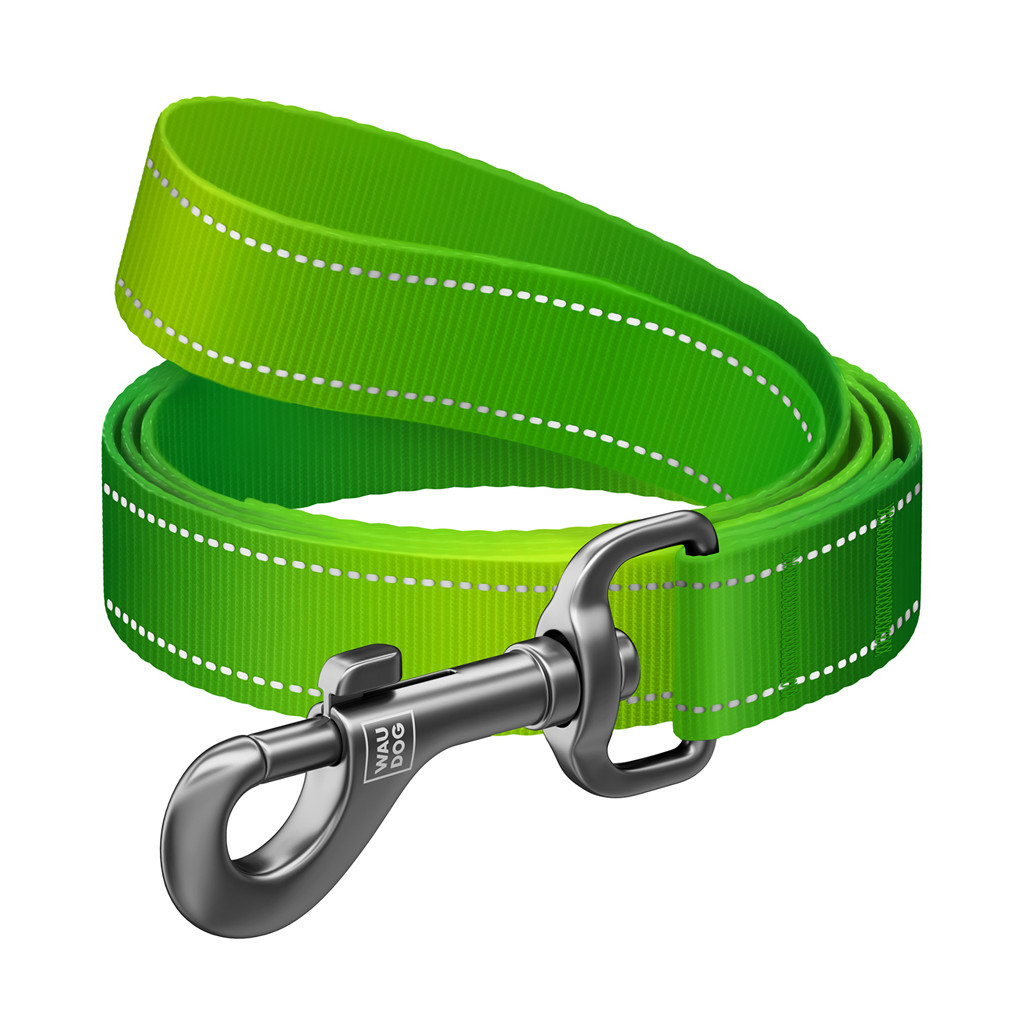 Повідець для собак WAUDOG Nylon Mono, світловідбивний L-XXL салатовий (52195)