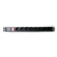 Силовий блок 19" 1U 8xSchuko, вимикач, С14 Kingda (KD-PDU-GM-1U-P8-C14)