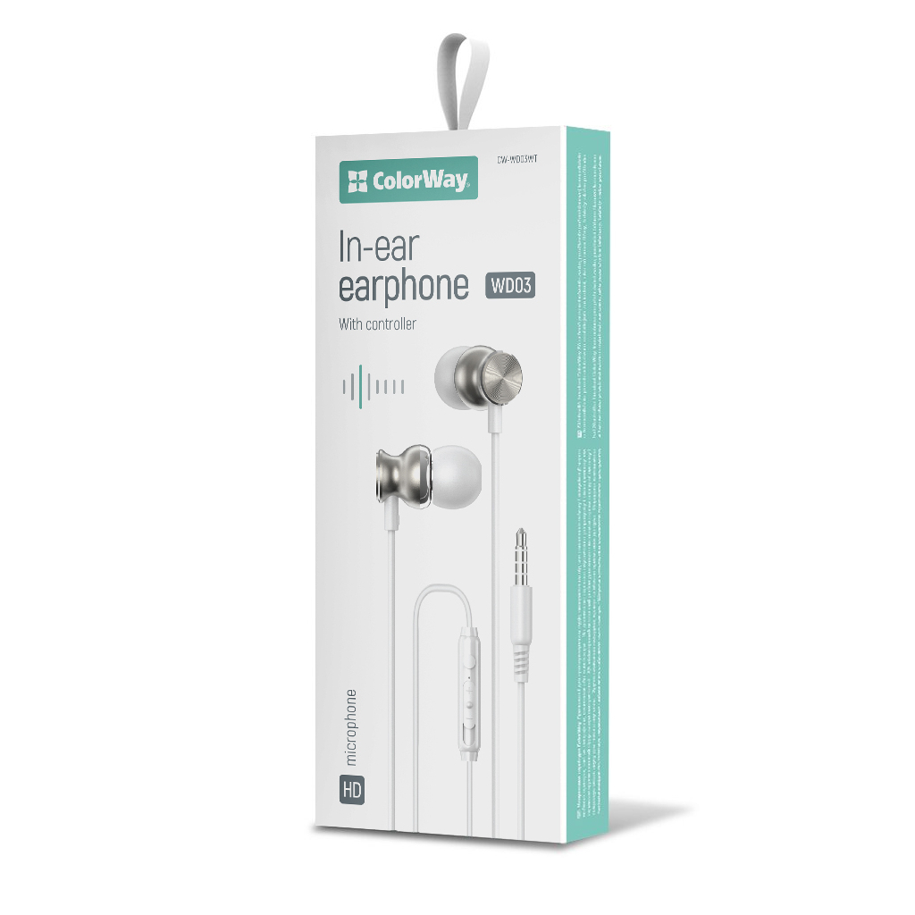 Навушники ColorWay 3.5 mm Wired Earphone UrbanBeat White (CW-WD03WT) Навушники ColorWay 3.5 mm Wired Earphone UrbanBeat White (CW-WD03WT)
