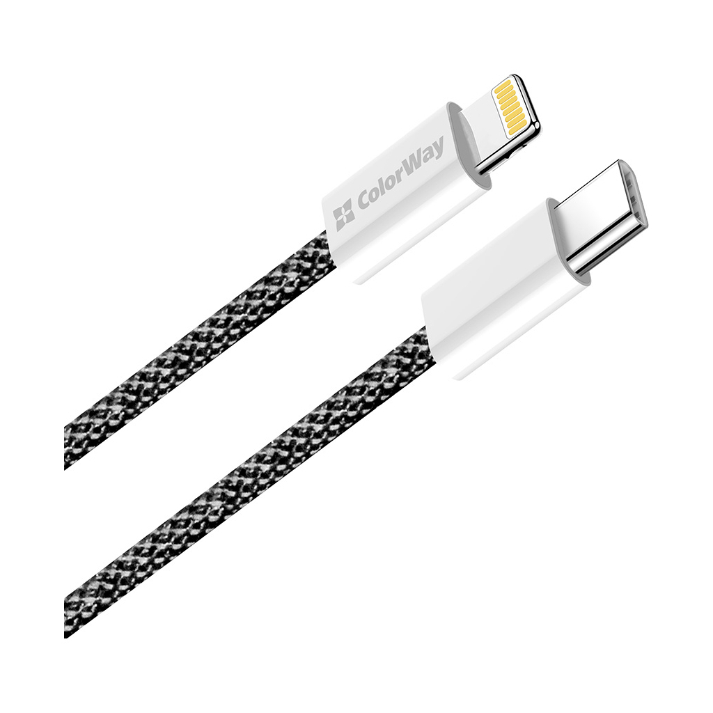 Дата кабель USB-C to Lightning 1.0m 27W black ColorWay (CW-CBPDCL061-BK)